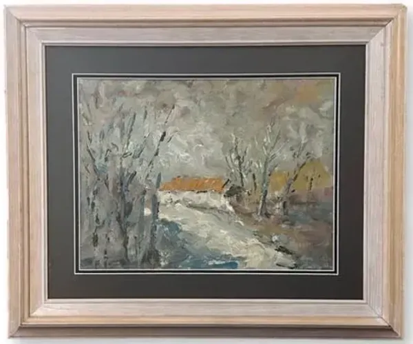 Impressionist French Village Painting - Rose Victoria - Gray