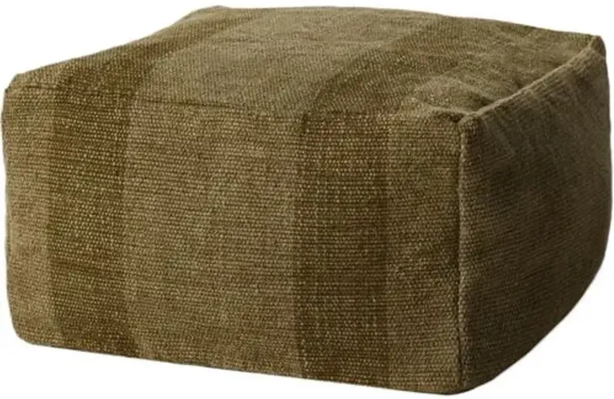 Rosemoor Natural Wool 24" Square Pouf - Leanne Ford x Loloi - Brown