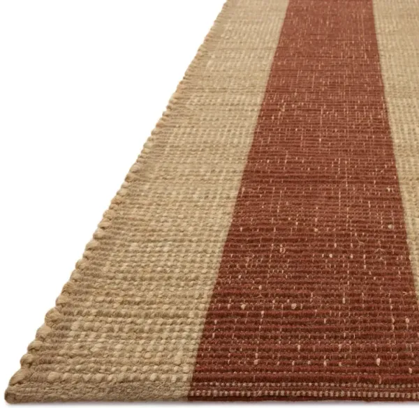 Weatherstaff Hand Woven Border Stripe Rug, Natural/Brick