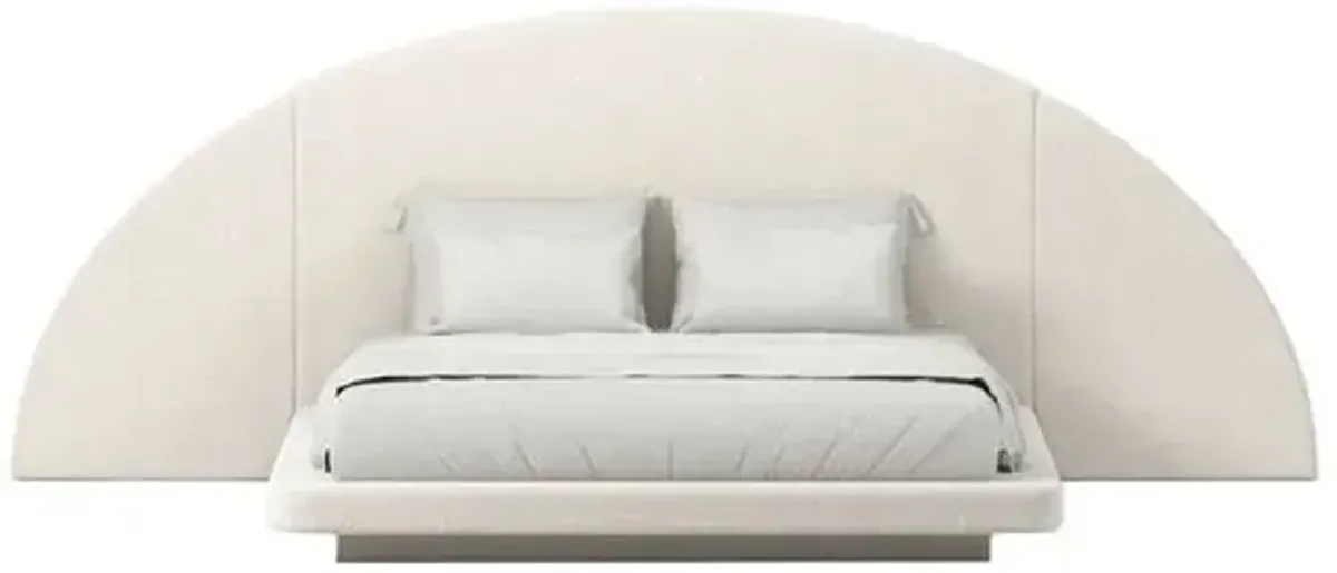 Hendrix Half Moon Bed - Ivory Boucle