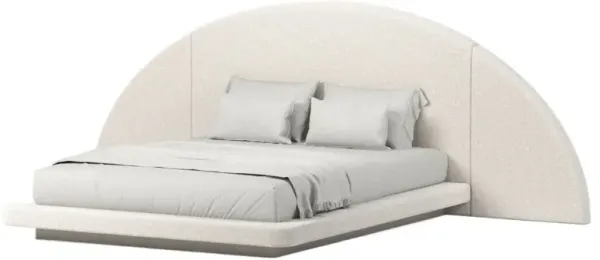 Hendrix Half Moon Bed, Ivory Boucle