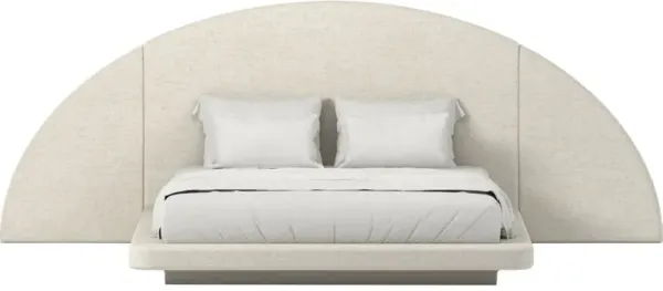 Hendrix Half Moon Bed, Cream Performance Linen-Blend