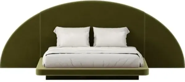 Hendrix Half Moon Bed - Performance Velvet - Green