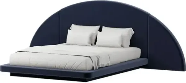 Hendrix Half Moon Bed - Performance Velvet - Blue