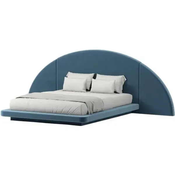 Hendrix Half Moon Bed - Performance Velvet - Gray