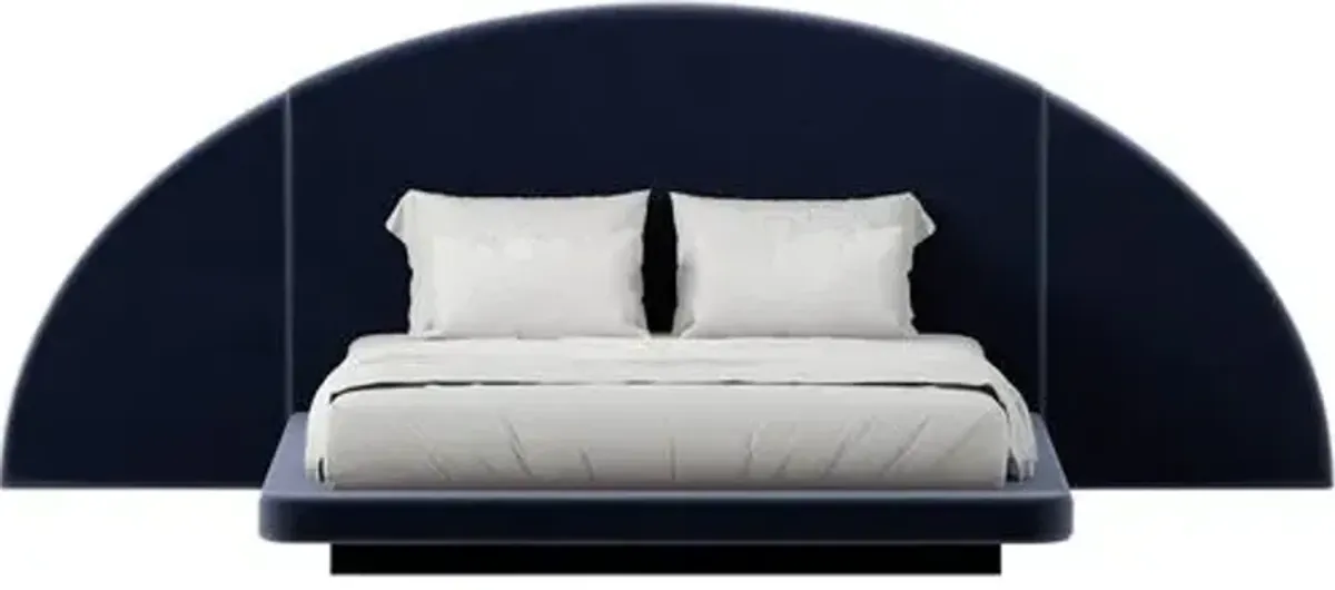 Hendrix Half Moon Bed - Performance Velvet - Blue