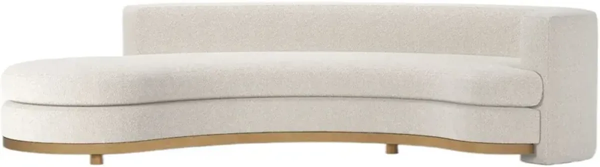 Jenson Curved Sectional Chaise, Ivory Boucle