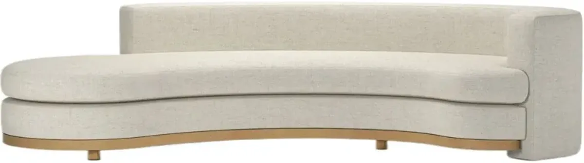 Jenson Curved Sectional Chaise, Cream Performance Linen-Blend