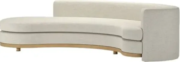 Jenson Curved Sectional Chaise - Cream Performance Linen-Blend - Ivory - Comfortable, Sturdy, Stylish
