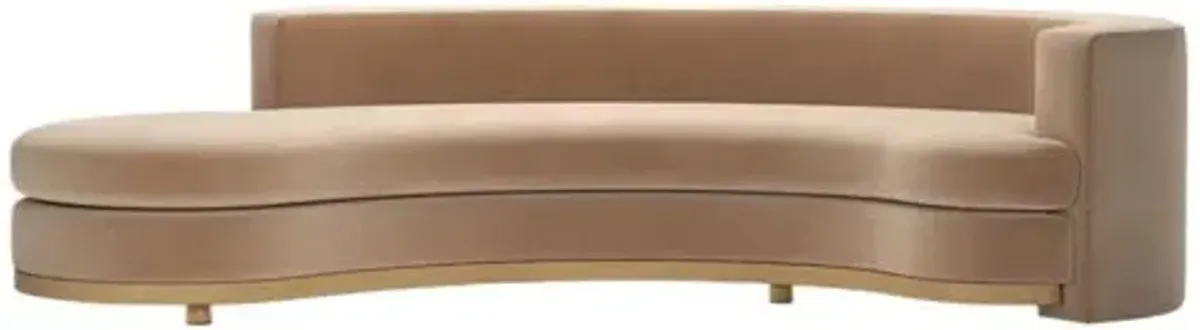 Jenson Curved Sectional Chaise - Performance Velvet - Brown - Comfortable, Sturdy, Stylish
