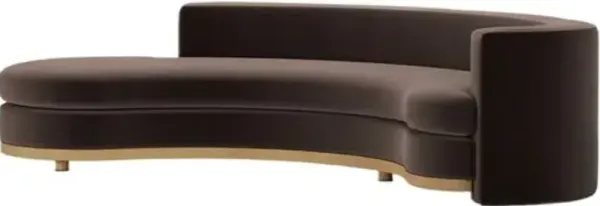 Jenson Curved Sectional Chaise - Performance Velvet - Brown - Comfortable, Sturdy, Stylish
