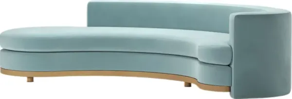 Jenson Curved Sectional Chaise - Performance Velvet - Blue - Comfortable, Sturdy, Stylish