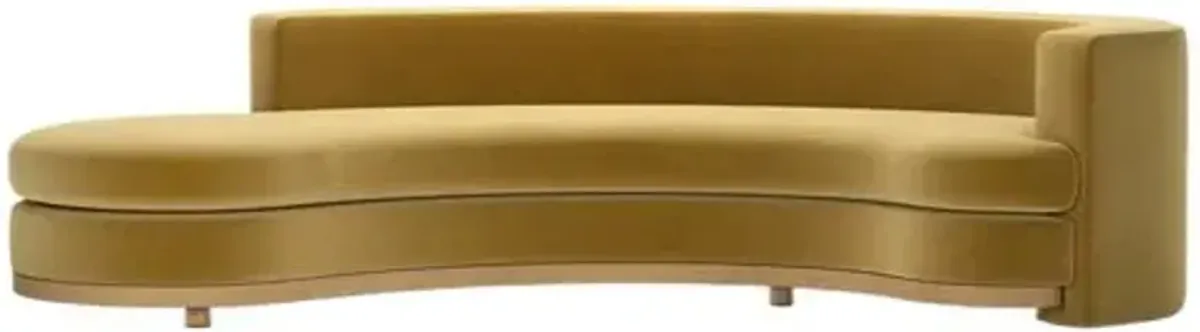 Jenson Curved Sectional Chaise - Performance Velvet - Yellow - Comfortable, Sturdy, Stylish