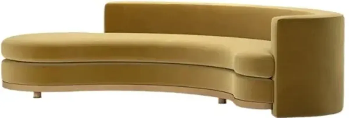 Jenson Curved Sectional Chaise - Performance Velvet - Yellow - Comfortable, Sturdy, Stylish