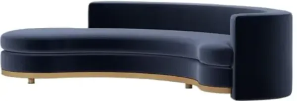 Jenson Curved Sectional Chaise - Performance Velvet - Blue - Comfortable, Sturdy, Stylish