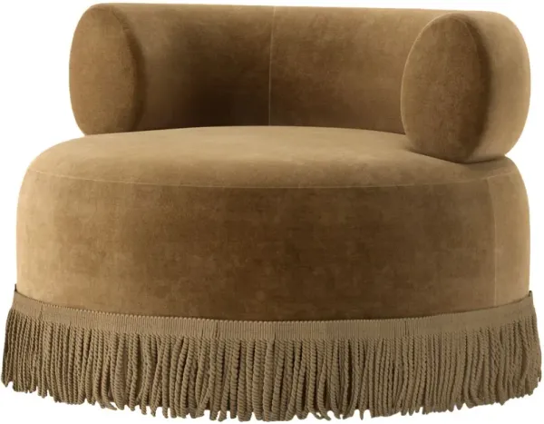 Lenny Faux Mohair Swivel Chair, Caramel