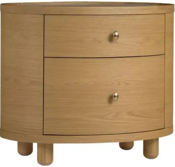 Laguna End Table/Nightstand with Travertine Top - Light Oak