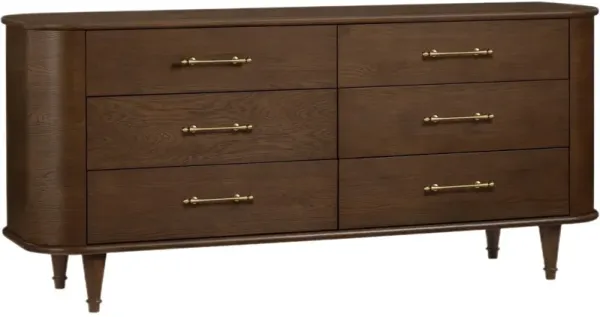 Jonathan 6-Drawer Oak Dresser, Dark Walnut