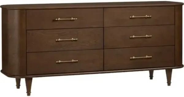 Jonathan 6-Drawer Oak Dresser - Dark Walnut - Brown
