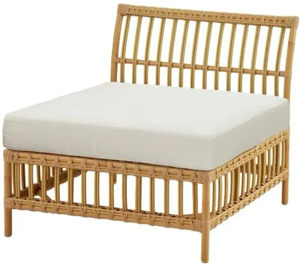 Maggie Outdoor Rattan Sectional Center Module - Natural/Tempotest Canvas White - Sika Design
