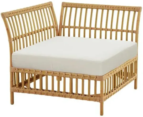 Maggie Outdoor Rattan Sectional Corner Module - Natural/Tempotest Canvas White - Sika Design