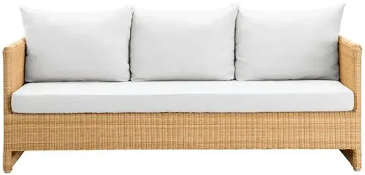 Molly Outdoor Rattan 3-Seater Sofa - Natural/Tempotest Canvas White - Sika Design - Handcrafted