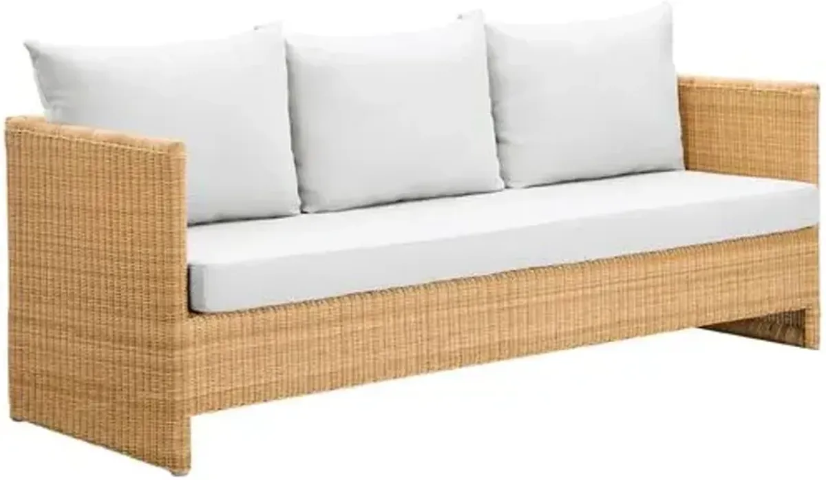 Molly Outdoor Rattan 3-Seater Sofa - Natural/Tempotest Canvas White - Sika Design - Handcrafted