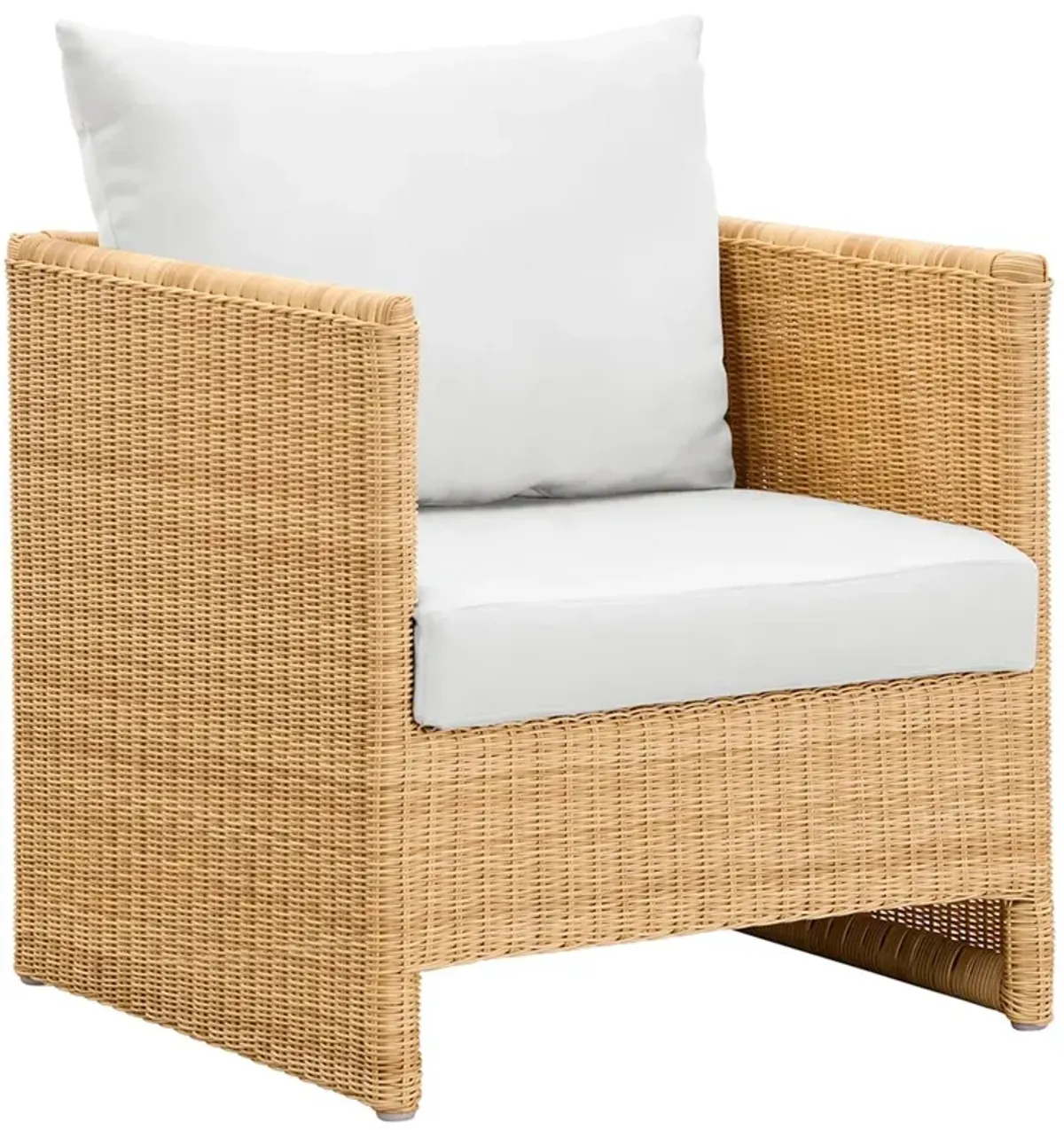Molly Outdoor Rattan Lounge Chair - Natural/Tempotest Canvas White - Sika Design - Handcrafted