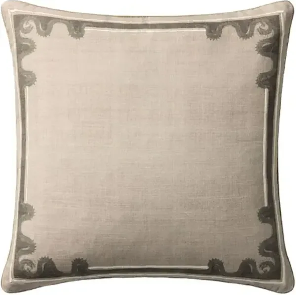 Dragon Border 20x20 Pillow - Natural/Green - Brigette Romanek x Loloi