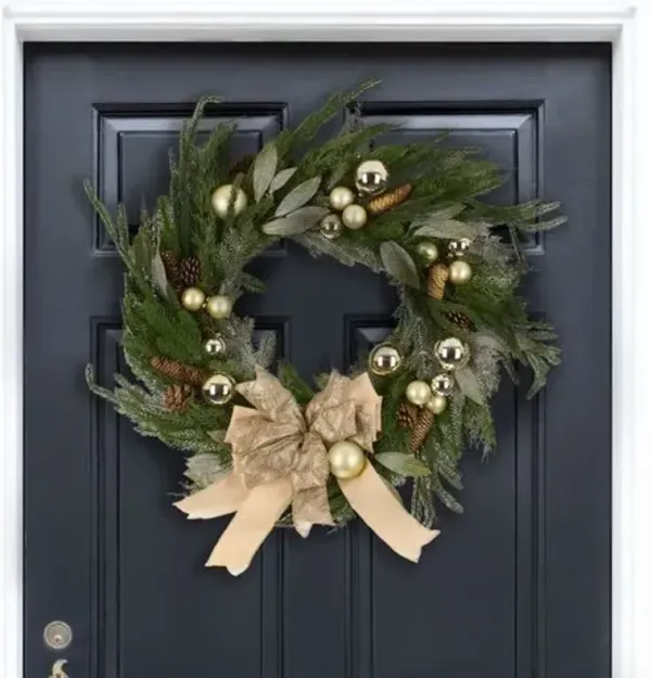 Luxe 28" Ornament & Acorn Wreath - Multi