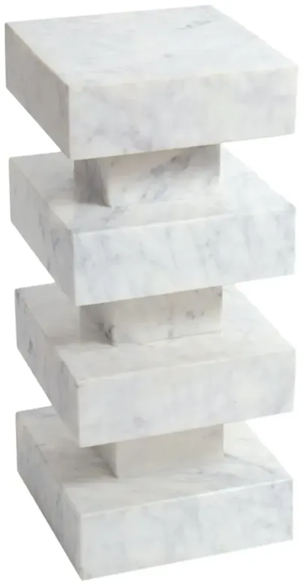 Charli Marble 8" Square Accent/Drink Table - Regina Andrew - White