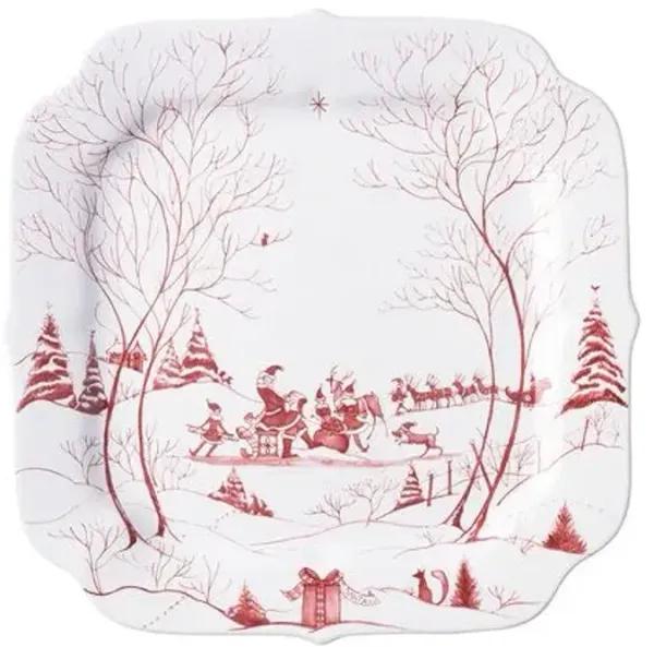 Country Estate Winter Frolic 12" Cookie Tray - Ruby - Juliska - Red