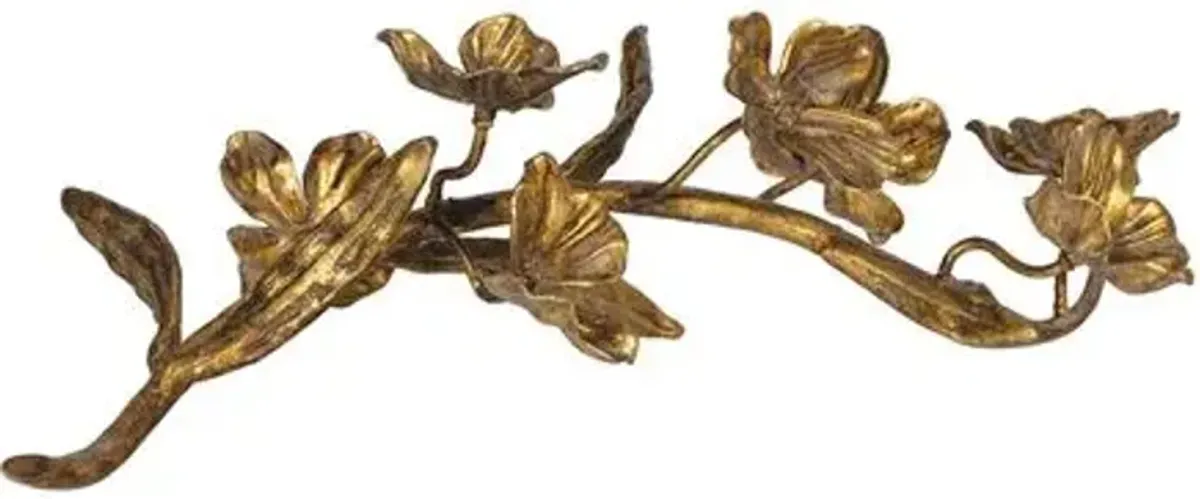 Dogwood Sprig Blossom Sculpture - Antique Gold - Regina Andrew