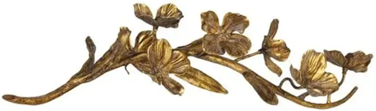 Dogwood Sprig Blossom Sculpture - Antique Gold - Regina Andrew