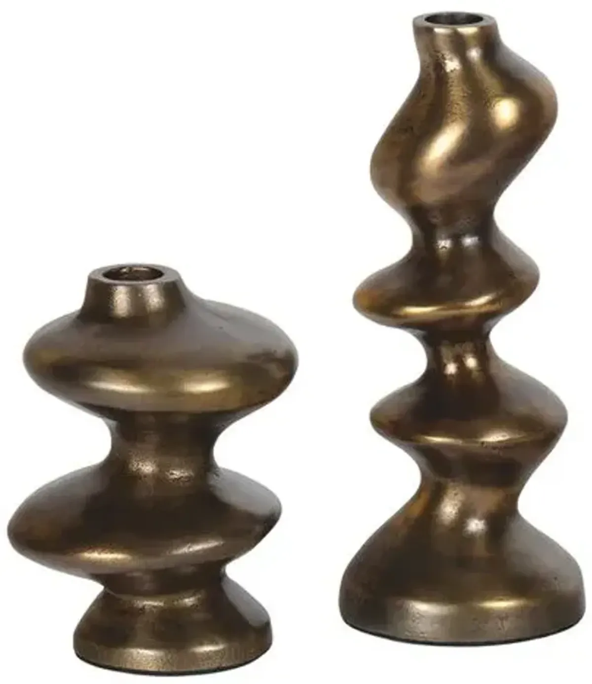 Set of 2 Blobby Candle Holder - Brass - Regina Andrew - Gold