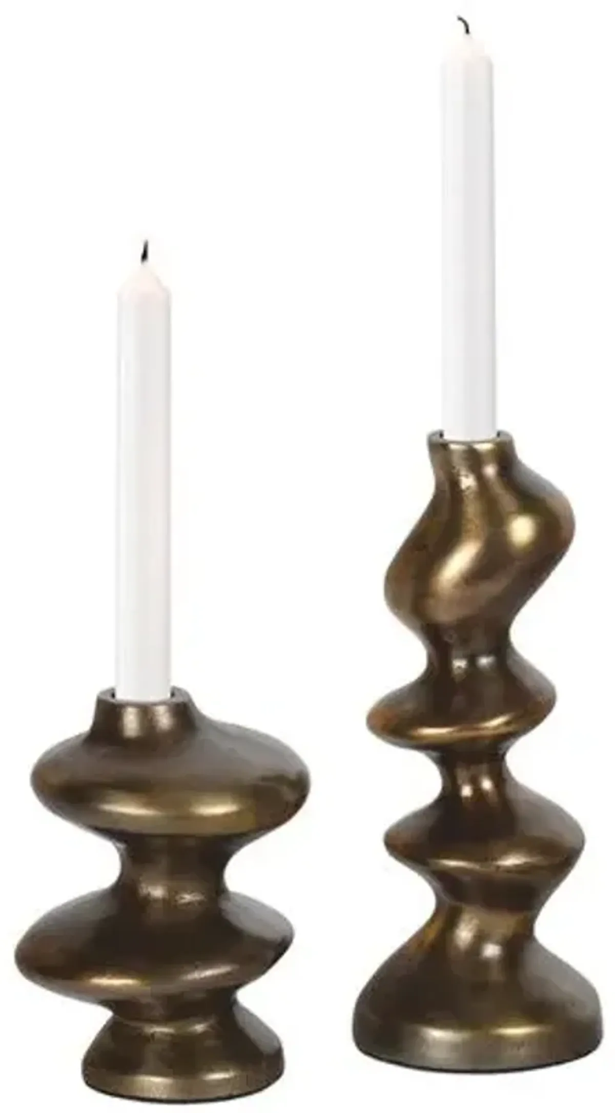 Set of 2 Blobby Candle Holder - Brass - Regina Andrew - Gold