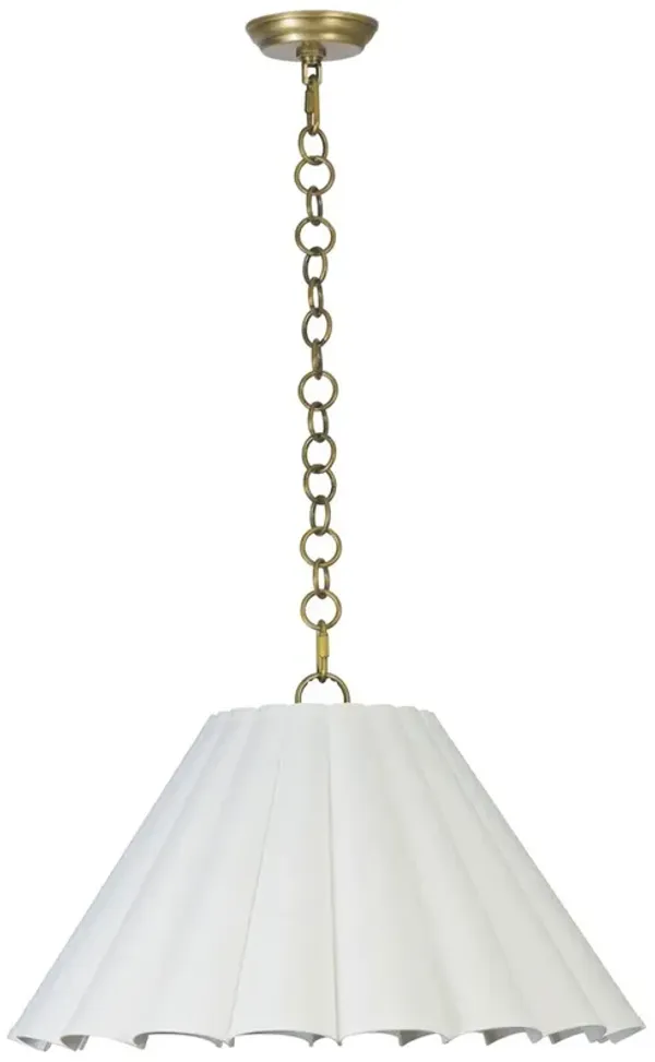 Allison 24" Scallop Linen Hanging Shade Pendant - Regina Andrew - White
