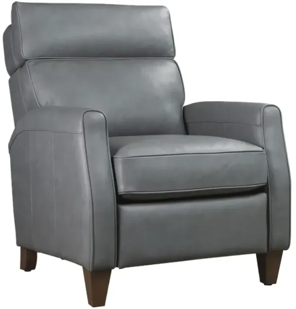 Okana Leather Power Recliner with Pop-Up Headrest, Gray