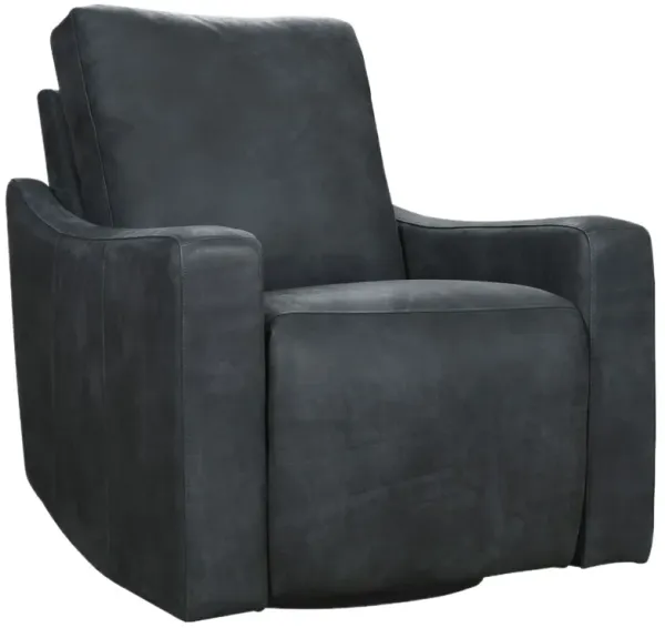 Lewis Leather Power Swivel Recliner, Black