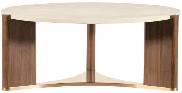 Eleana Round Cocktail Table, Medium Wood