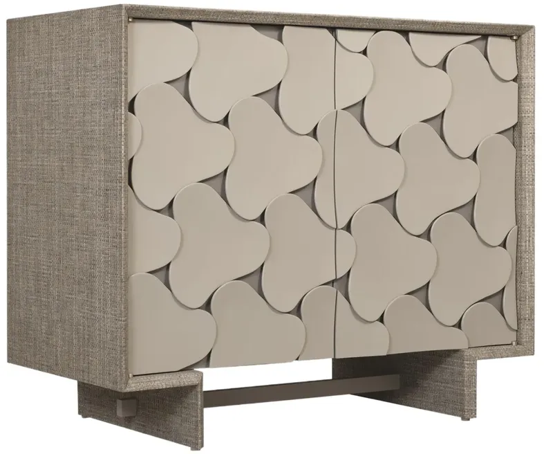 Melange Pinwheel Raffia Wrapped 2-Door Hall Chest, Gray
