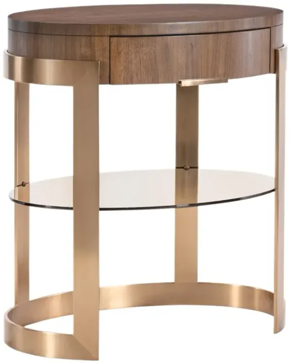 Eleana Oval Nightstand, Medium Wood