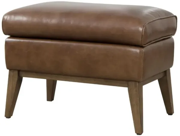 Camille Leather Ottoman, Brown
