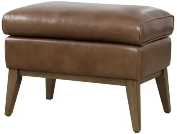 Camille Leather Ottoman - Brown - Hooker Furniture