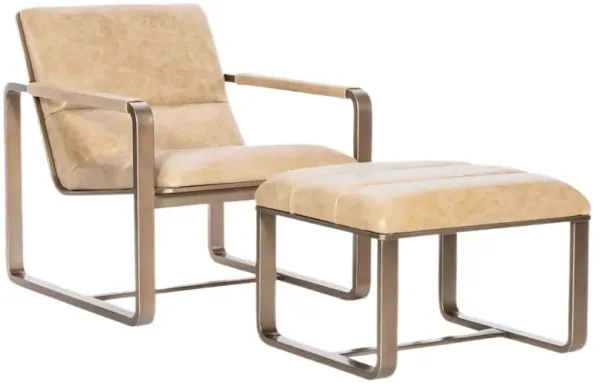 Cooper Leather Ottoman, Brown