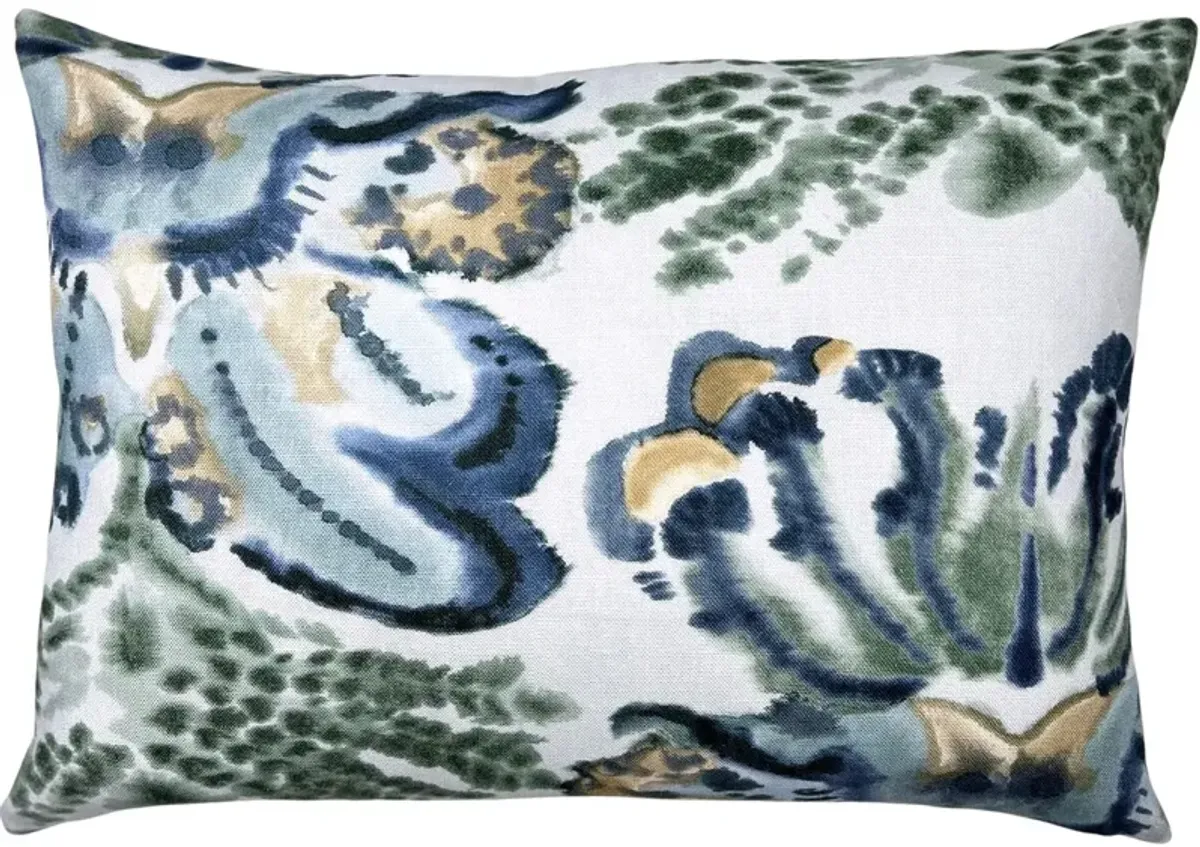Veda 14x20 Abstract Print Linen Lumbar Pillow