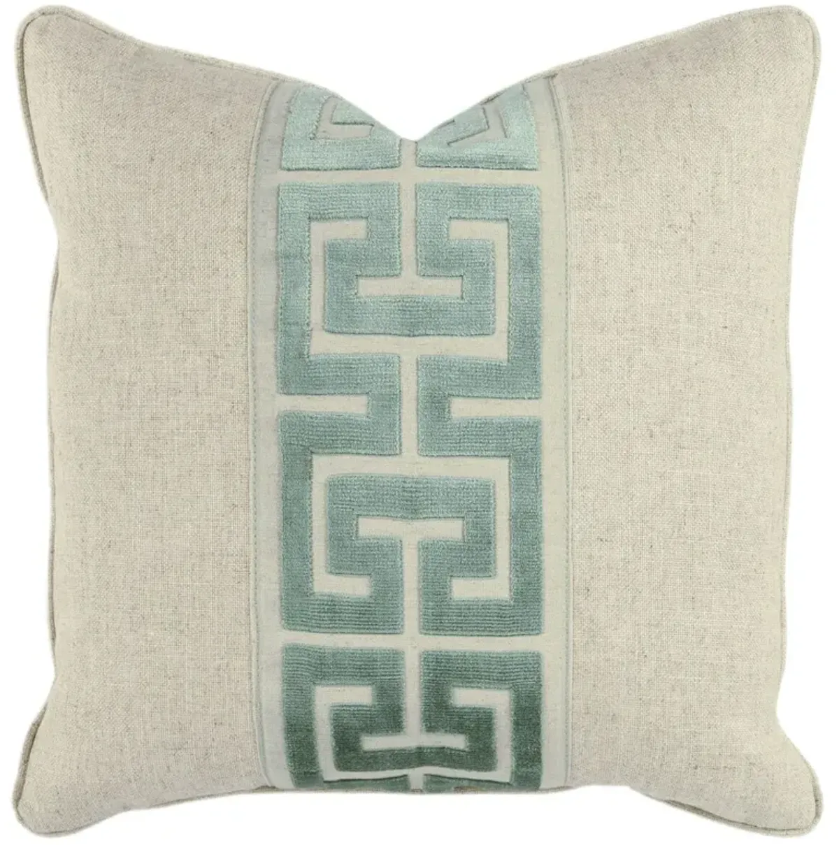 River Geometric Velvet Tape Pillow, Crème Crypton