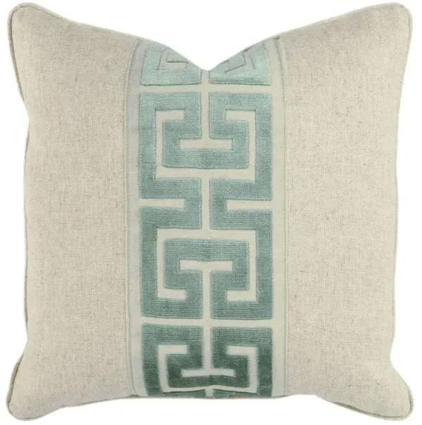 River Geometric Velvet Tape Pillow, Crème Crypton