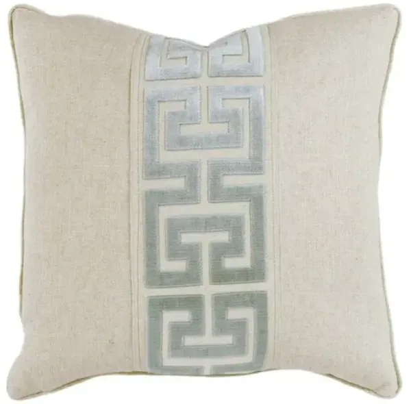 River Geometric Velvet Tape Pillow - Crème Crypton