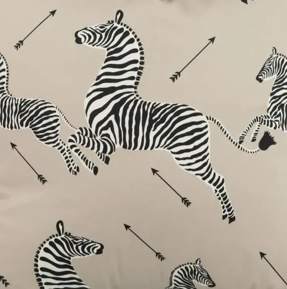 Jumping Zebras Cotton Pillow - Sand/Black